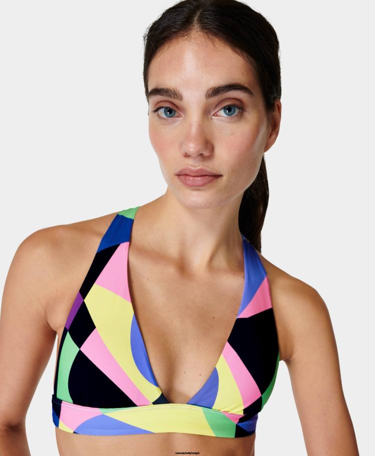 Sweaty Betty kleding R26N442 paarse prisma camouflageprint vrouwen schiereiland xtra life bikinitop