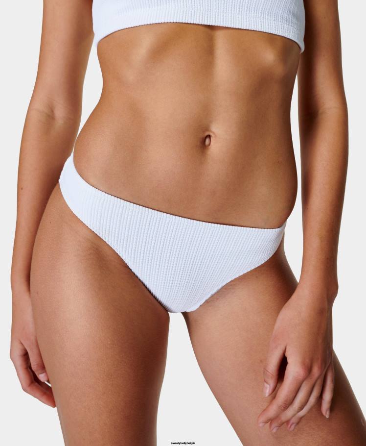 Sweaty Betty kleding R26N861 wit vrouwen Capri gekreukt bikinibroekje met hoge pijpen