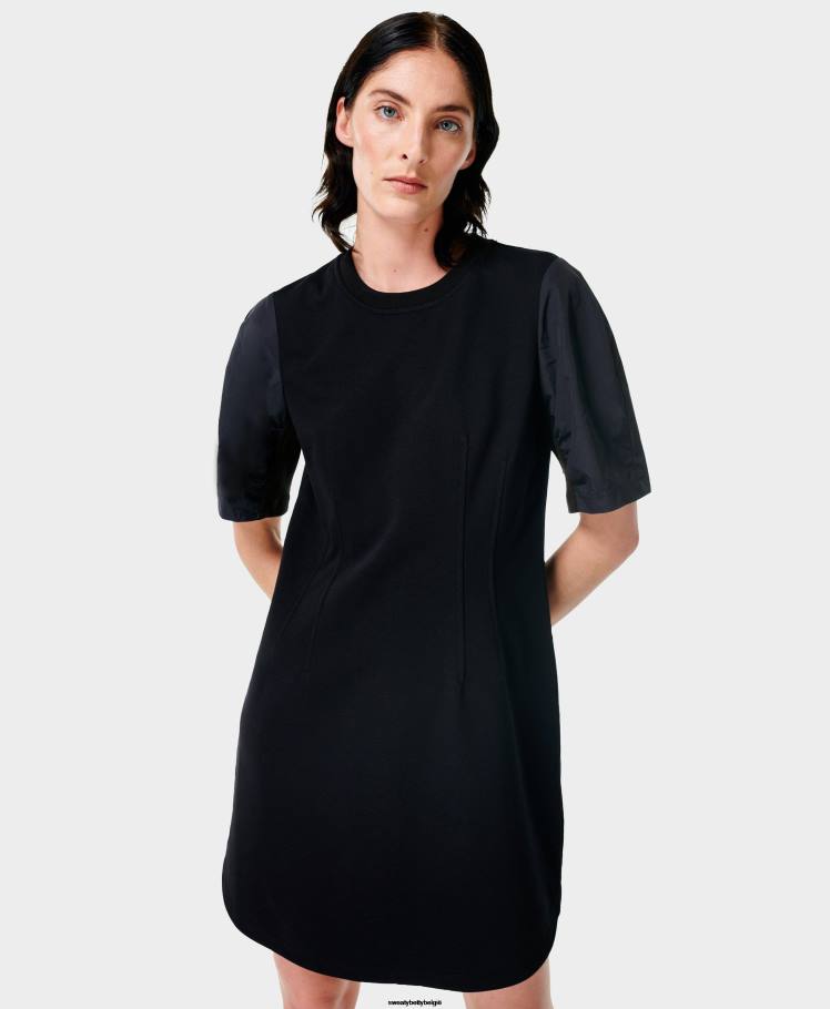 Sweaty Betty kleding R26N1000 zwart vrouwen Avery jurk met korte mouwen