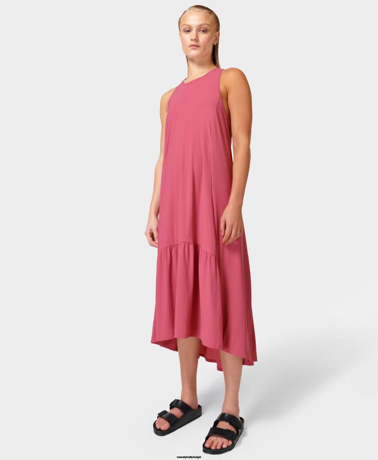 Sweaty Betty kleding R26N512 avontuur roze vrouwen Explorer Ace midi-jurk