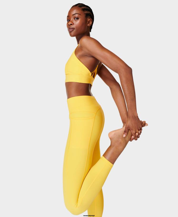 Sweaty Betty kleding R26N1013 vrolijk geel vrouwen superzachte 7/8 legging kleurentheorie