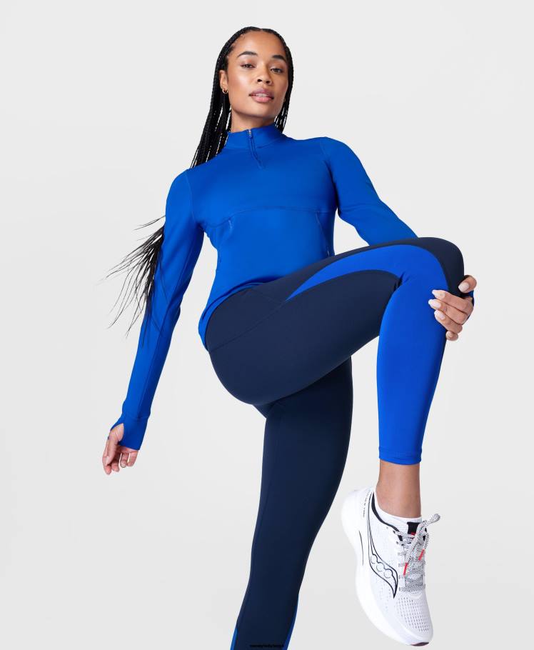 Sweaty Betty kleding R26N145 bliksemblauw/marineblauw vrouwen power 7/8 workout gekleurde curve-legging