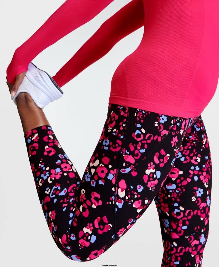 Sweaty Betty kleding R26N14 roze bloemen dierenprint vrouwen power 7/8 trainingslegging