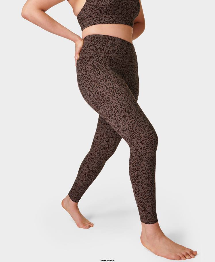 Sweaty Betty kleding R26N181 bruine luipaardmarkeringen print vrouwen superzachte yogalegging