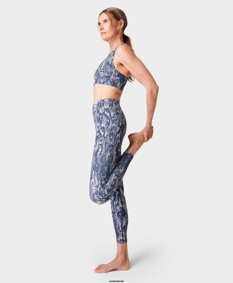 Sweaty Betty kleding R26N182 blauwe rimpelslangenprint vrouwen superzachte yogalegging