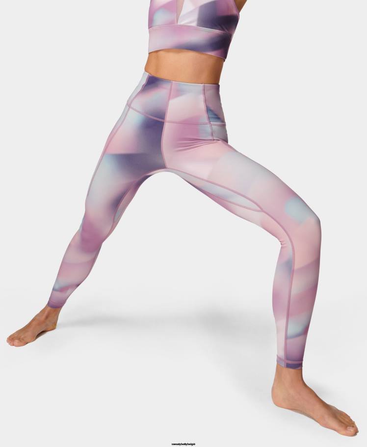 Sweaty Betty kleding R26N185 roze gesplitste gradiëntprint vrouwen superzachte yogalegging