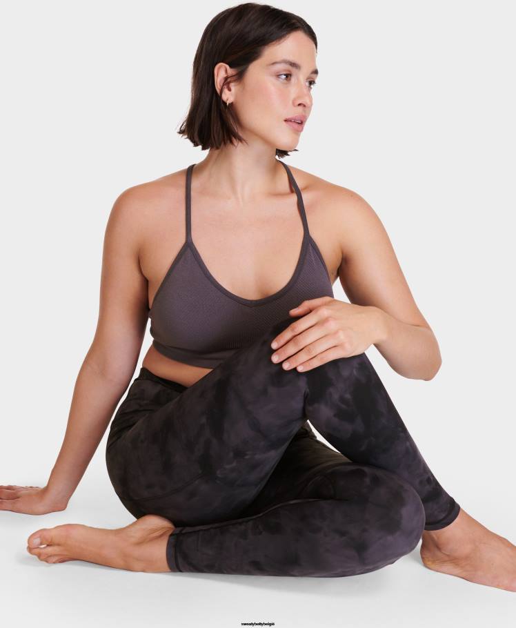 Sweaty Betty kleding R26N186 zwarte spuitverfprint vrouwen superzachte yogalegging