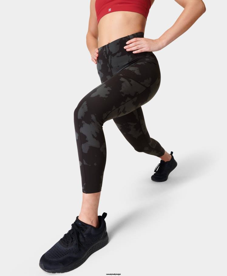 Sweaty Betty kleding R26N480 zwarte vervaagde print vrouwen power ultrasculpt 7/8 workoutlegging met hoge taille