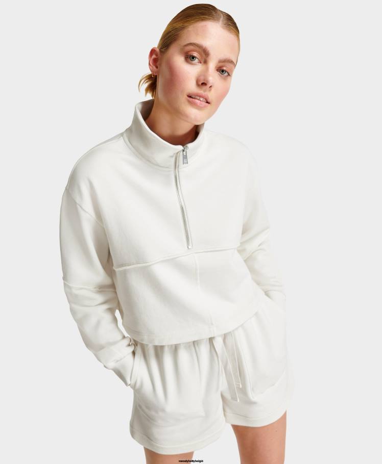 Sweaty Betty kleding R26N1056 lelie wit vrouwen Revive sweatshirt met halve rits