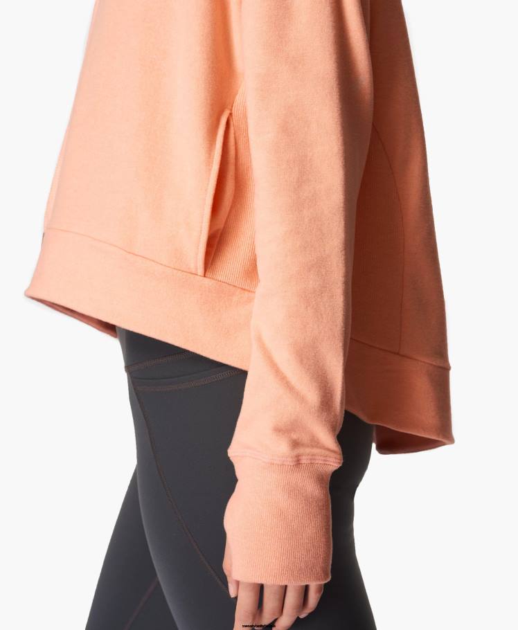 Sweaty Betty kleding R26N1082 perzik oranje mergel vrouwen harmoniseren Italiaans fleece sweatshirt