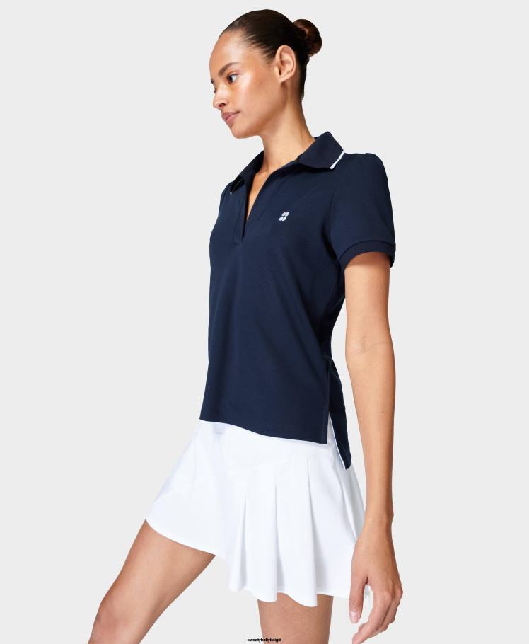 Sweaty Betty kleding R26N1106 marineblauw vrouwen Grand Slam tennispoloshirt