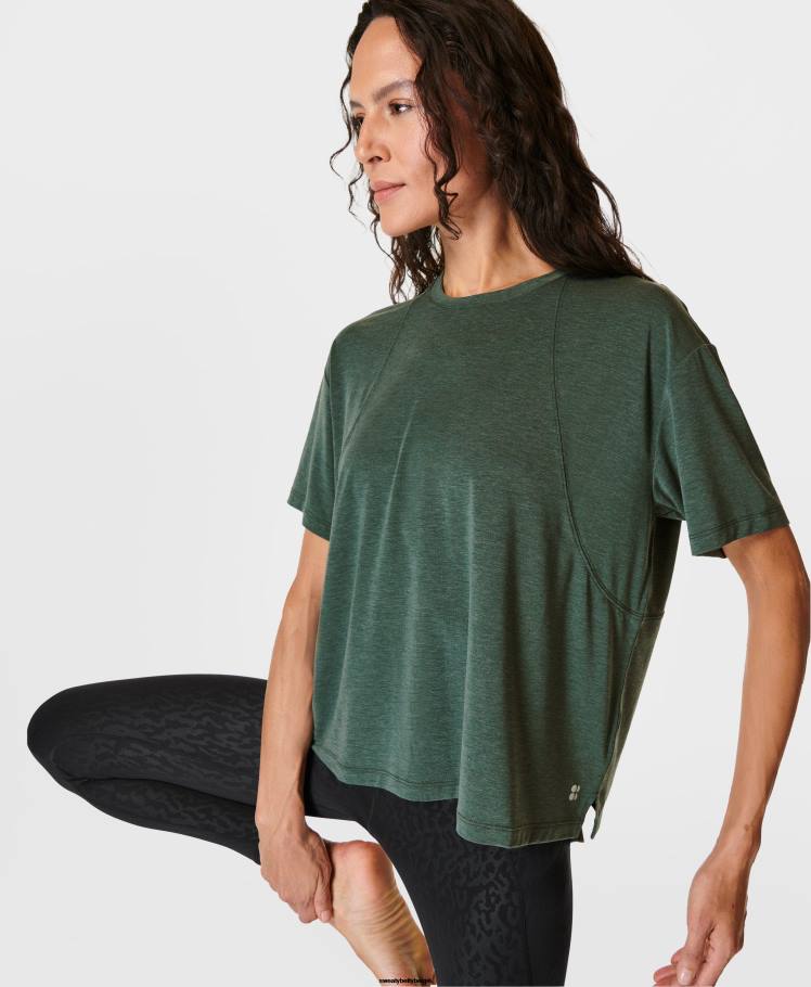 Sweaty Betty kleding R26N81 trek groen vrouwen zacht flow studio-T-shirt