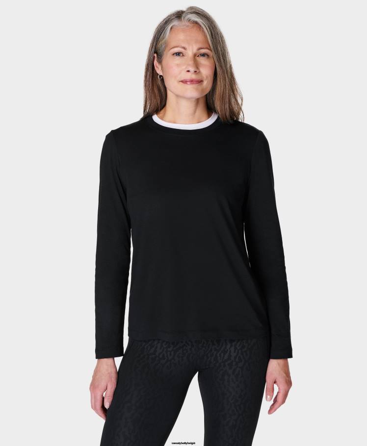Sweaty Betty kleding R26N161 zwart vrouwen essentieel T-shirt met lange mouwen