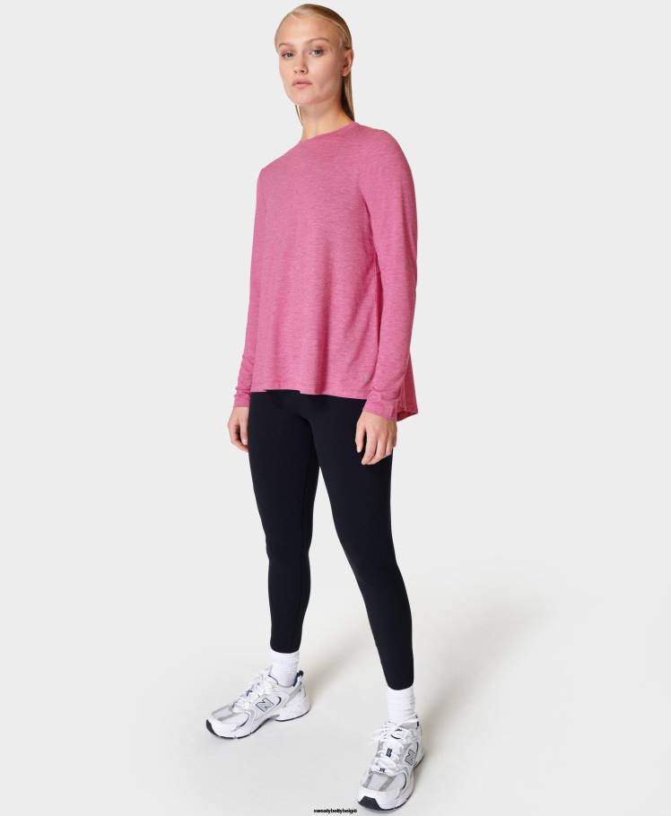 Sweaty Betty kleding R26N952 phlox roze vrouwen focus training top met lange mouwen