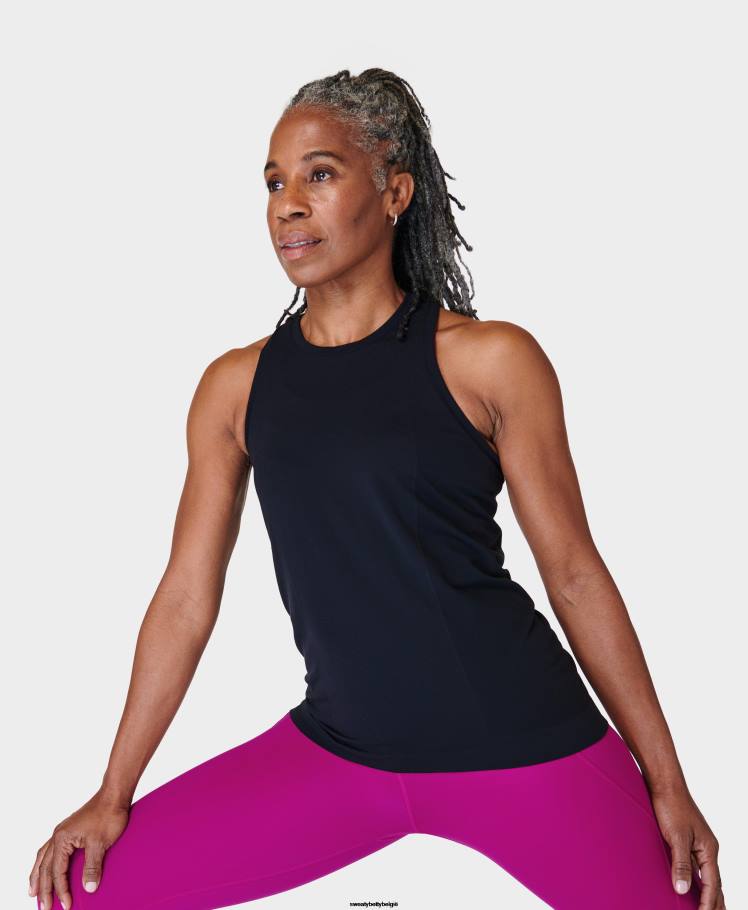 Sweaty Betty kleding R26N101 zwart vrouwen atleet naadloze vederlichte trainingstank