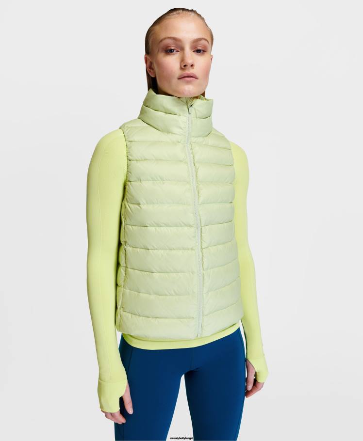 Sweaty Betty kleding R26N785 doorschijnend groen vrouwen Pathfinder opvouwbaar vest